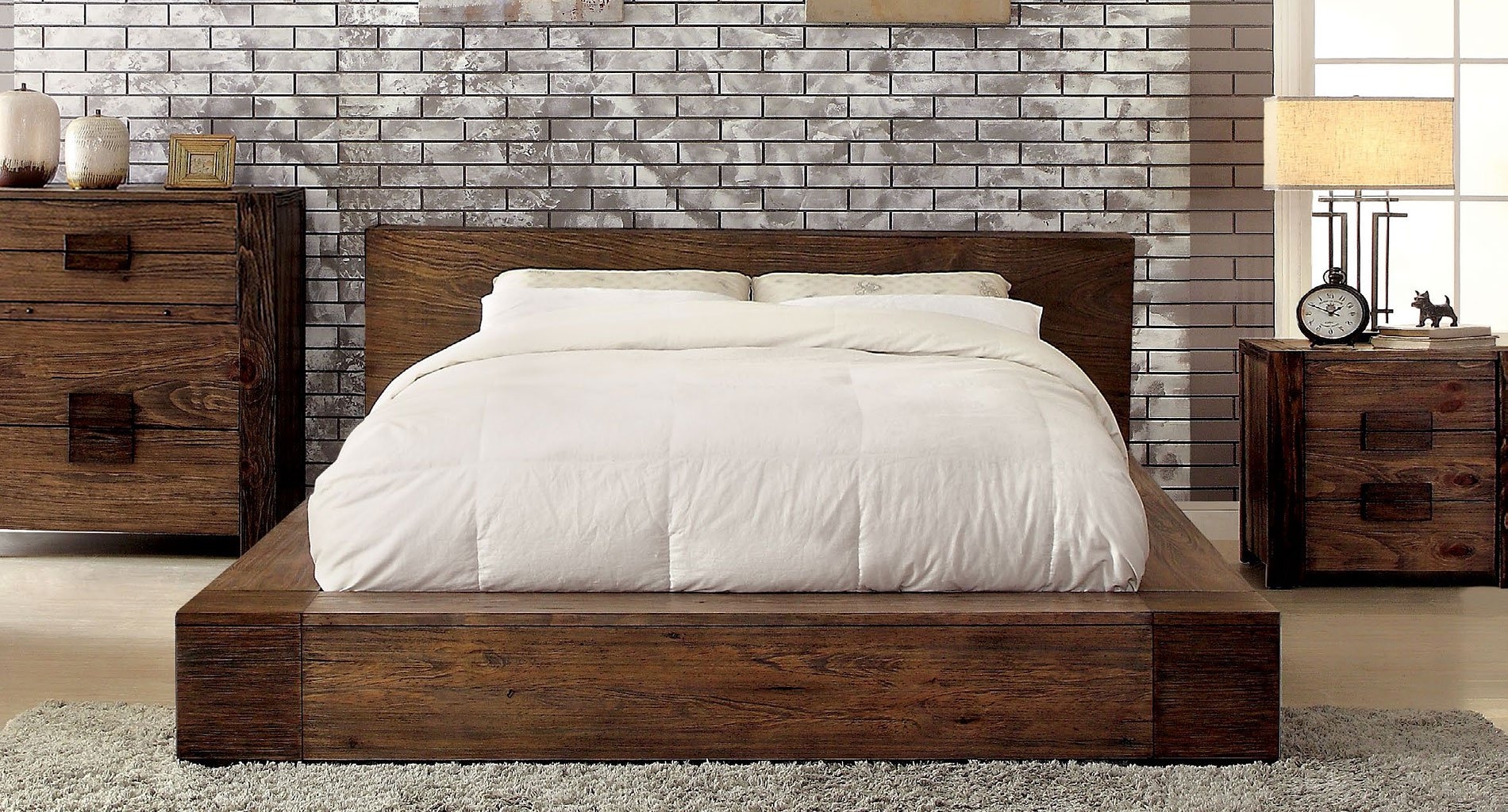 Janeiro Wood Low Profile Platform Bed - Thumbnail 2