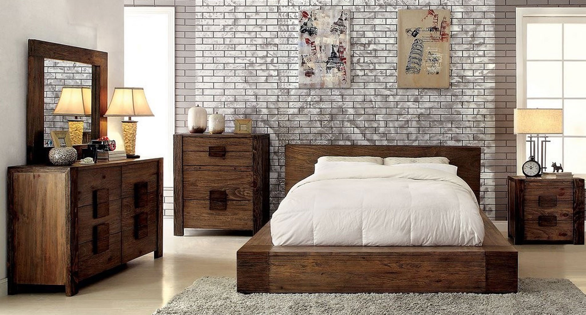 Janeiro Wood Low Profile Platform Bed