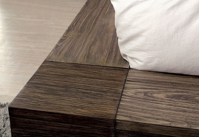 Janeiro Wood Low Profile Platform Bed, Queen Size