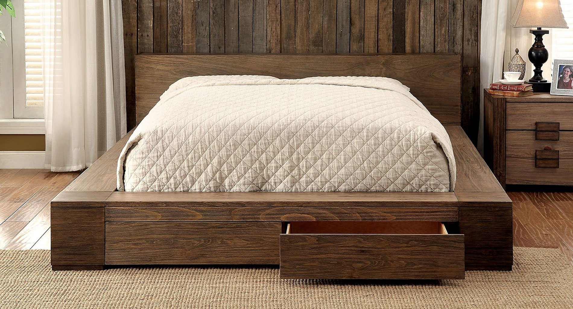 Janeiro Wood Low Profile Storage Platform Bedroom Set