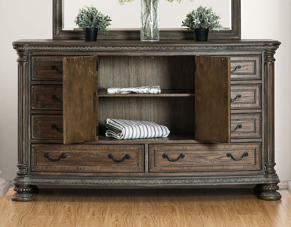Persephone Wood Dresser w/8 Drawers & 2 Doors