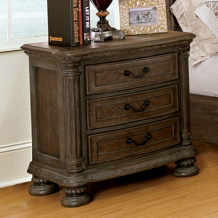 Persephone Wood Nightstand w/3 Drawers - Thumbnail 3