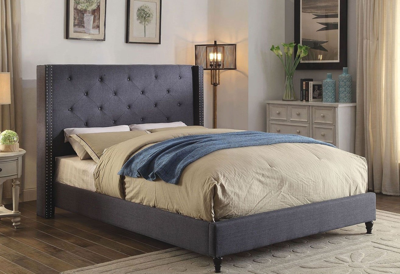 Anabelle Fabric Platform Bed, Queen Size