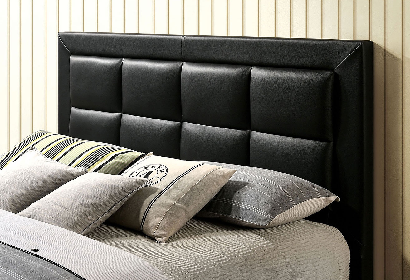 Menkar Leatherette/Wood Panel Bed, Queen Size