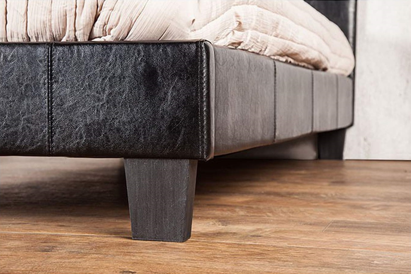 Velen Fabric/Leatherette/Wood Platform Tufted Bed, Eastern King Size