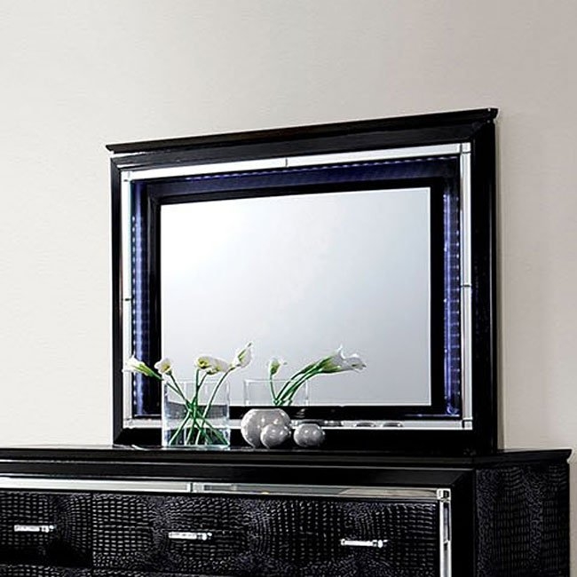 Bellanova Leatherette/Wood Rectangular Mirror w/LED Light