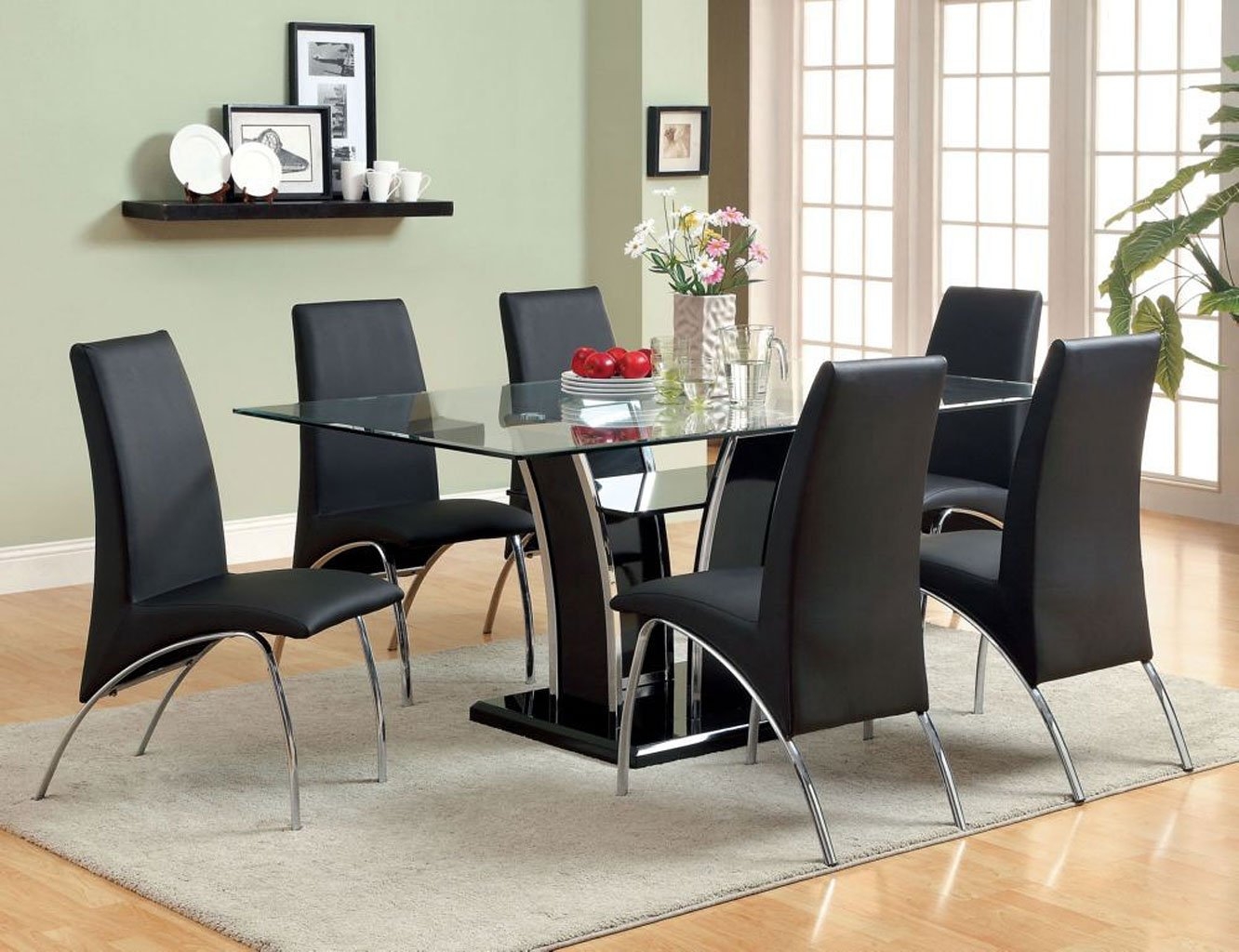 Glenview Glass/Lacquer/Wood Dining Set