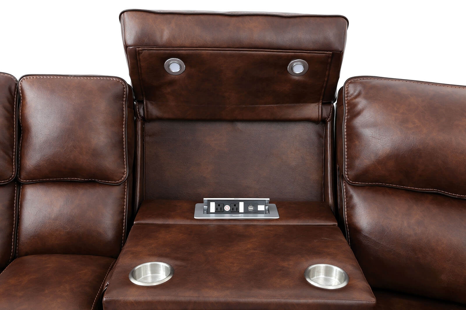 Callie Leatherette L-Shape Power Reclining Sectional Sofa