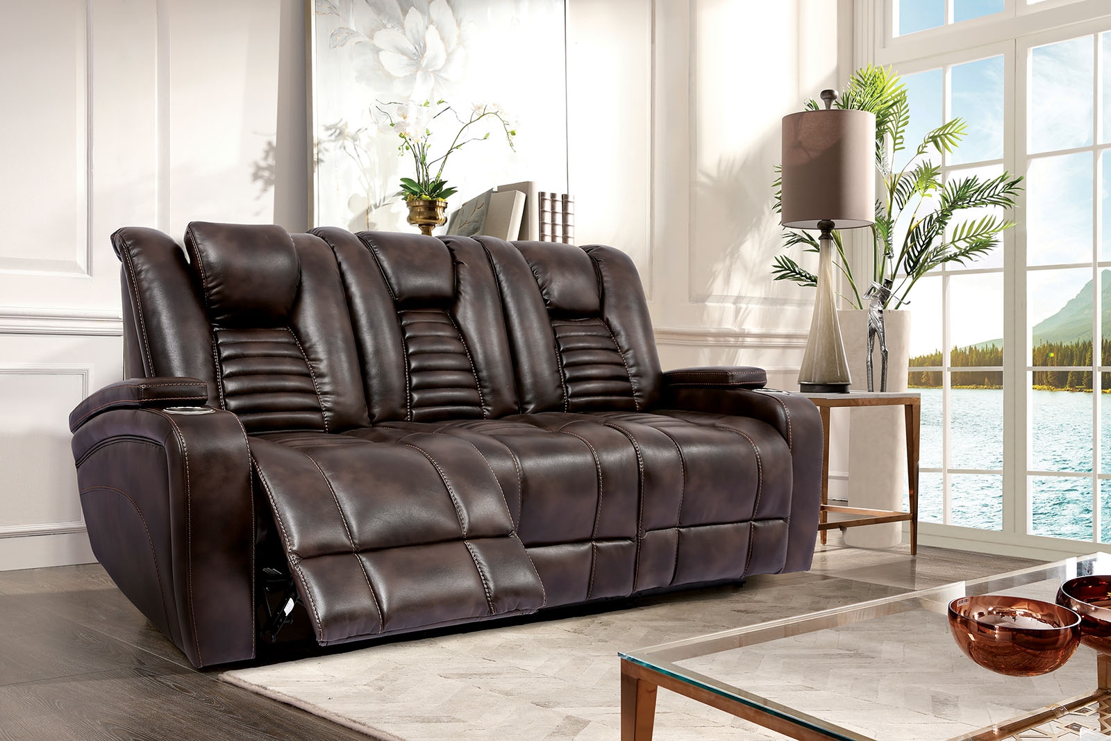 Abrielle Leatherette Power Reclining Sofa