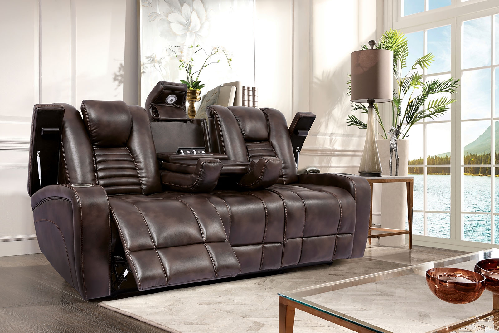 Abrielle Leatherette Power Reclining Sofa