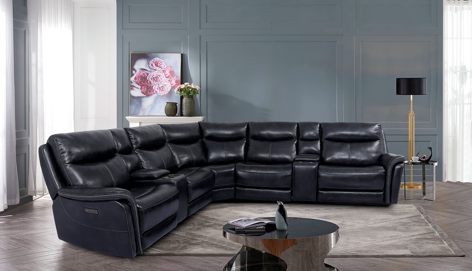 Braylee Top Grain Leather Match L-Shape Reclining Sectional