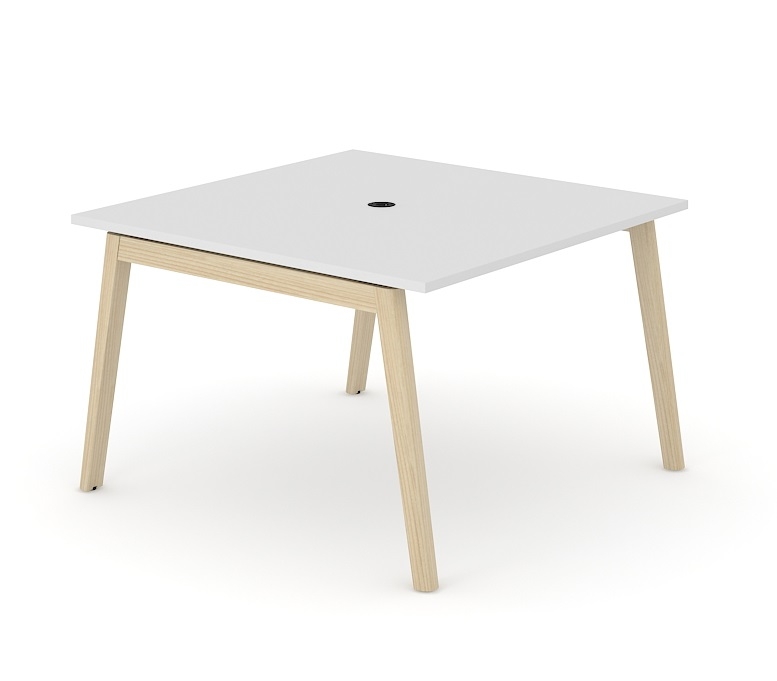 Nova Wood Square Melamine 4-6-Person Meeting Table with Power Socket