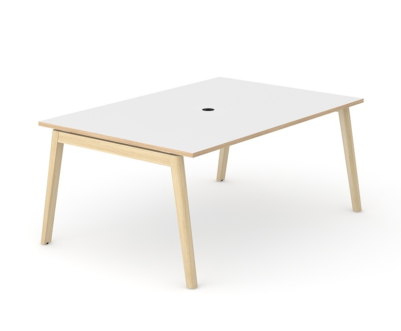 Nova Wood Square Melamine 4-6-Person Meeting Table with Power Socket