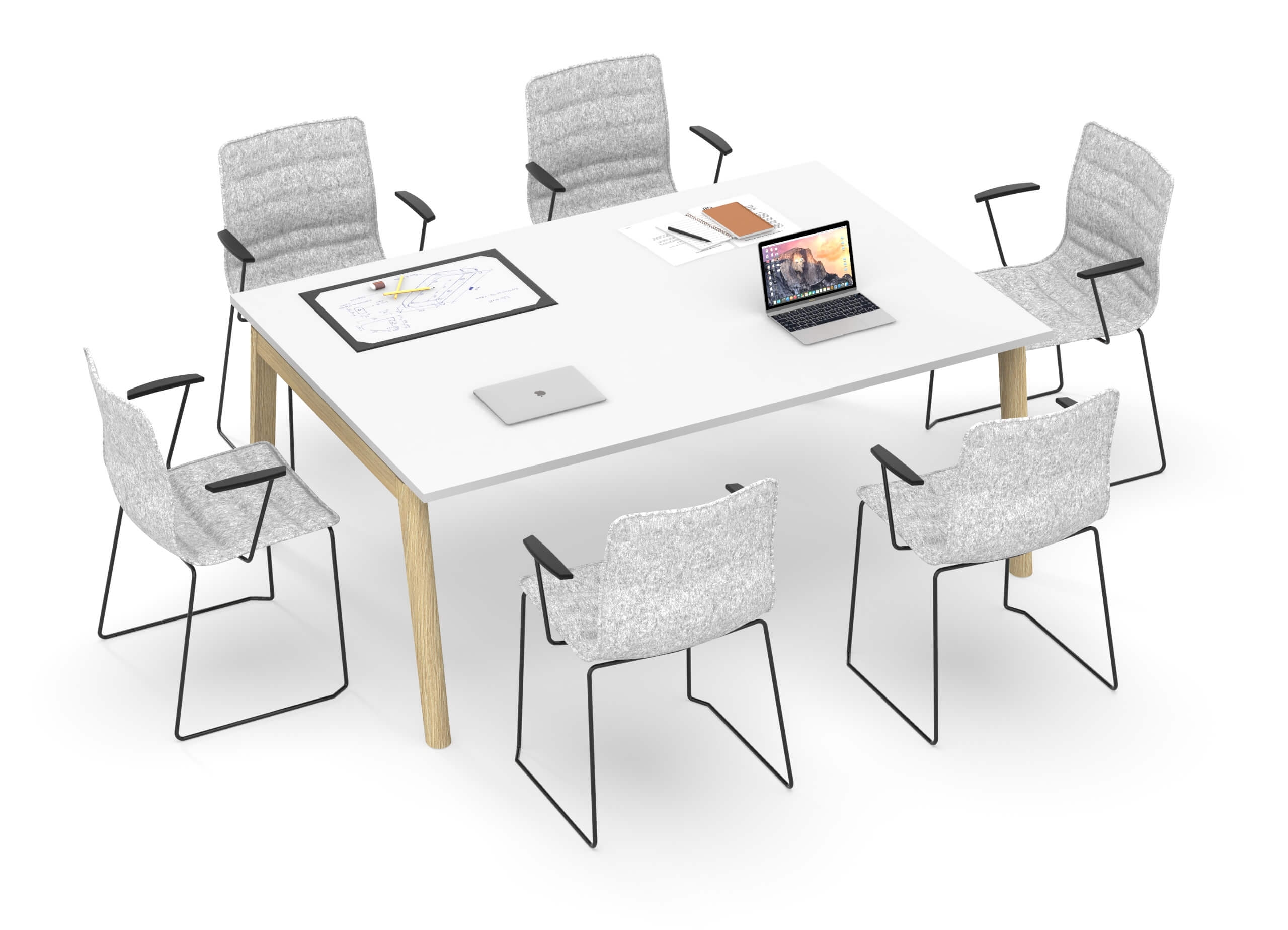 Nova Wood Rectangular Melamine Meeting Table for 6 Persons