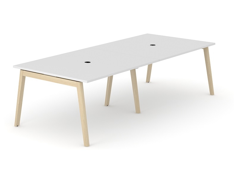 Nova Wood Square Melamine 4-6-Person Meeting Table with Power Socket