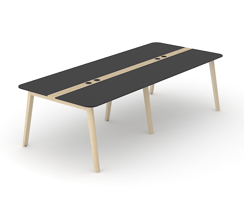 Nova Wood HPL Rectangular 6-Person Meeting Table w/2 Power Sockets