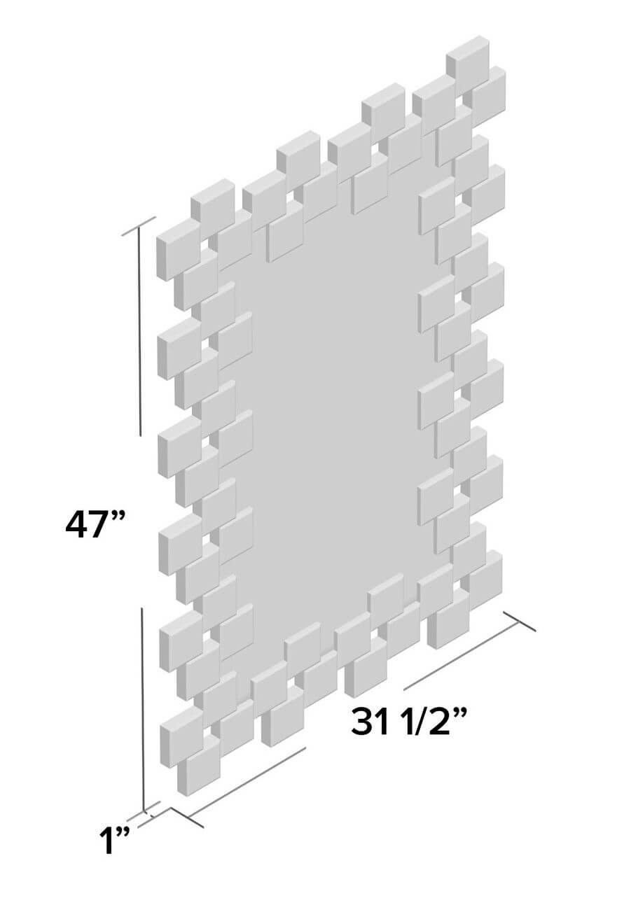 Pamela Frameless Wall Mirror with Staggered Tiles