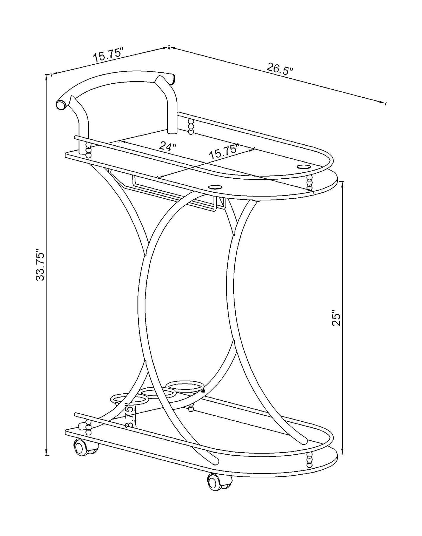 Elfman 2-shelve Glass/Metal Serving Cart
