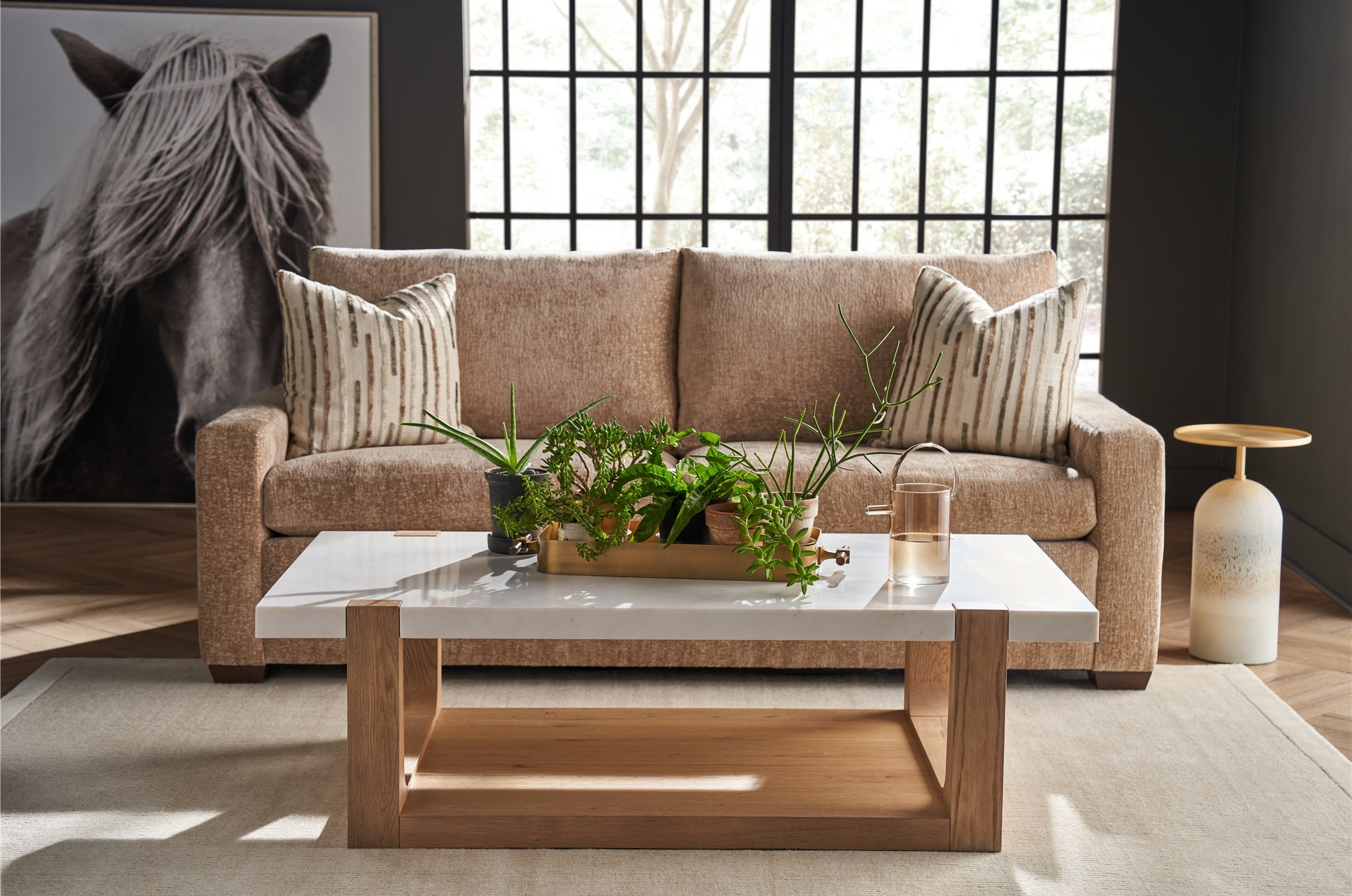 Ellis Quarz/Wood Rectangular Coffee Table