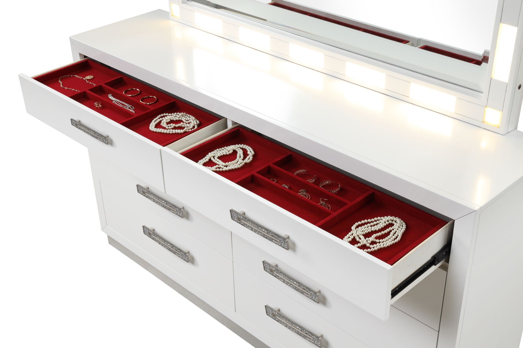 Coco 8-Drawer Wood Veneer Dresser with Jewelry Section
