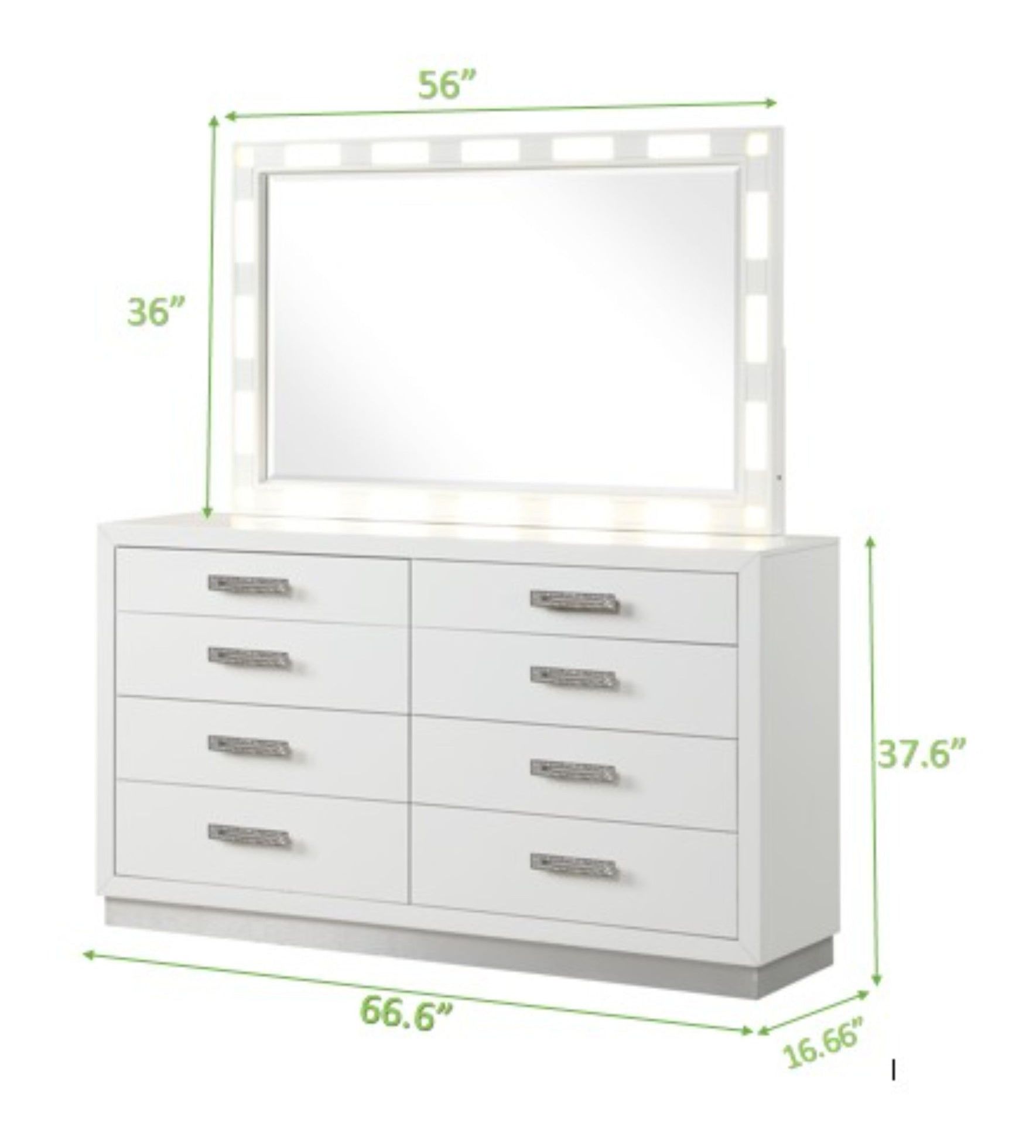 Coco 8-Drawer Wood Veneer Dresser with Jewelry Section