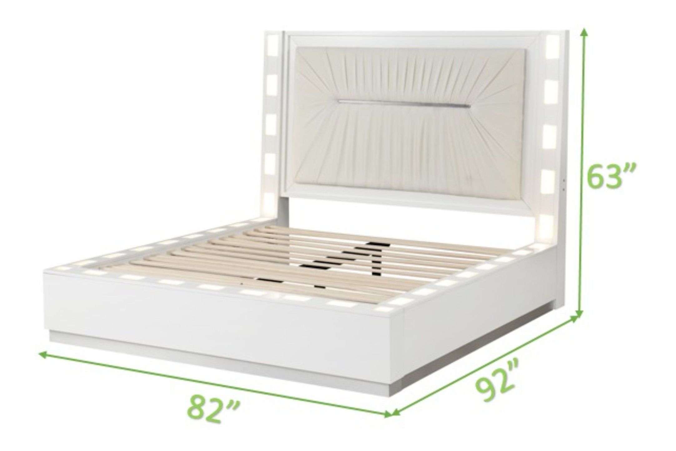 Coco King Size Bed with Plush Upholstered Headboard & LED Lighting