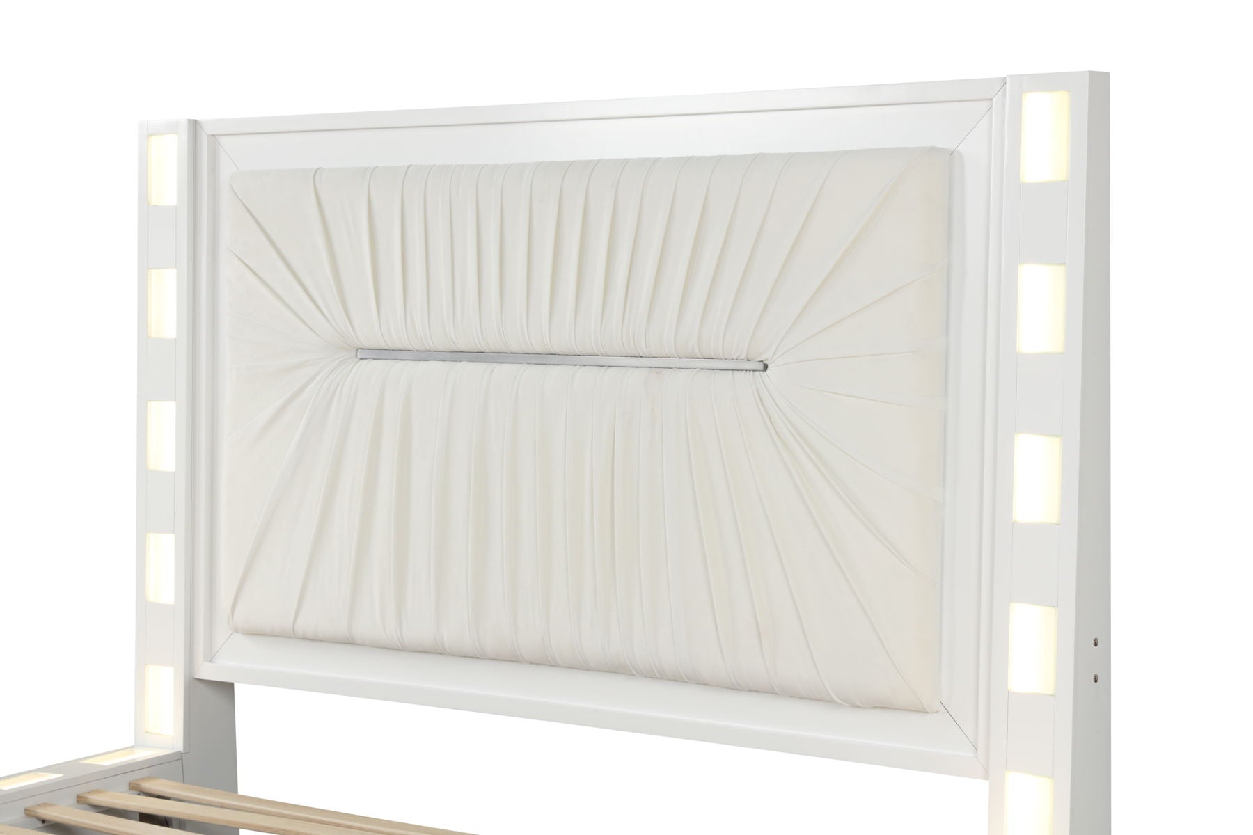 Coco Queen Size Bed with Plush Upholstered Headboard & LED Lighting
