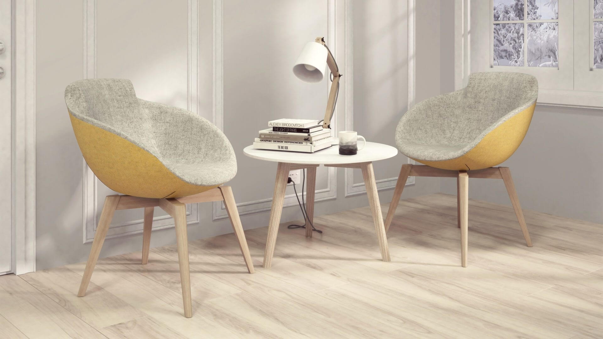 Tula Armchair, Solid Wood 4-leg Base