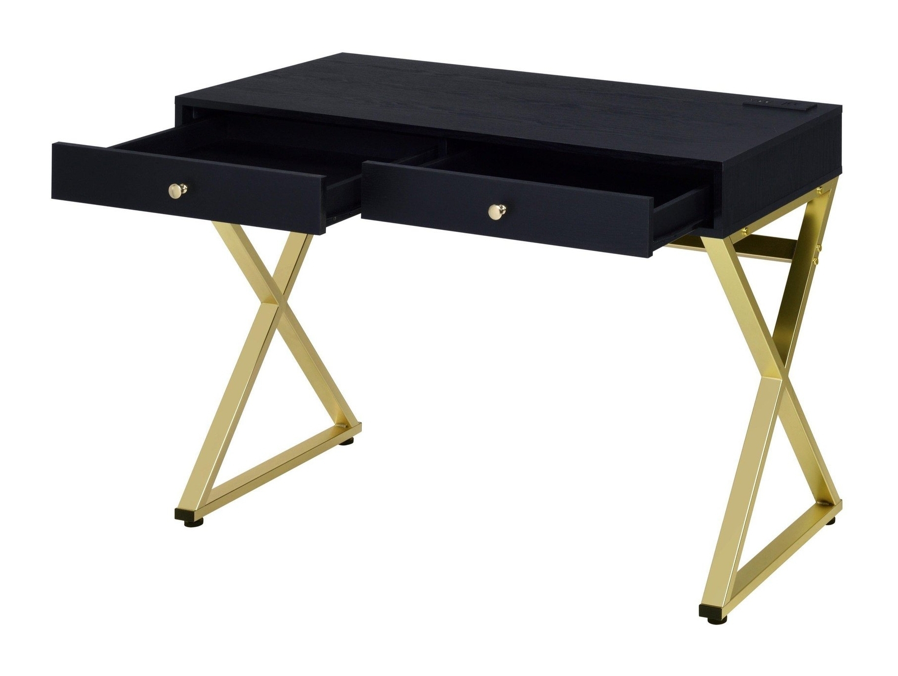 Coleen Wood Veneer/Metal Desk w/ USB port, Composition 1