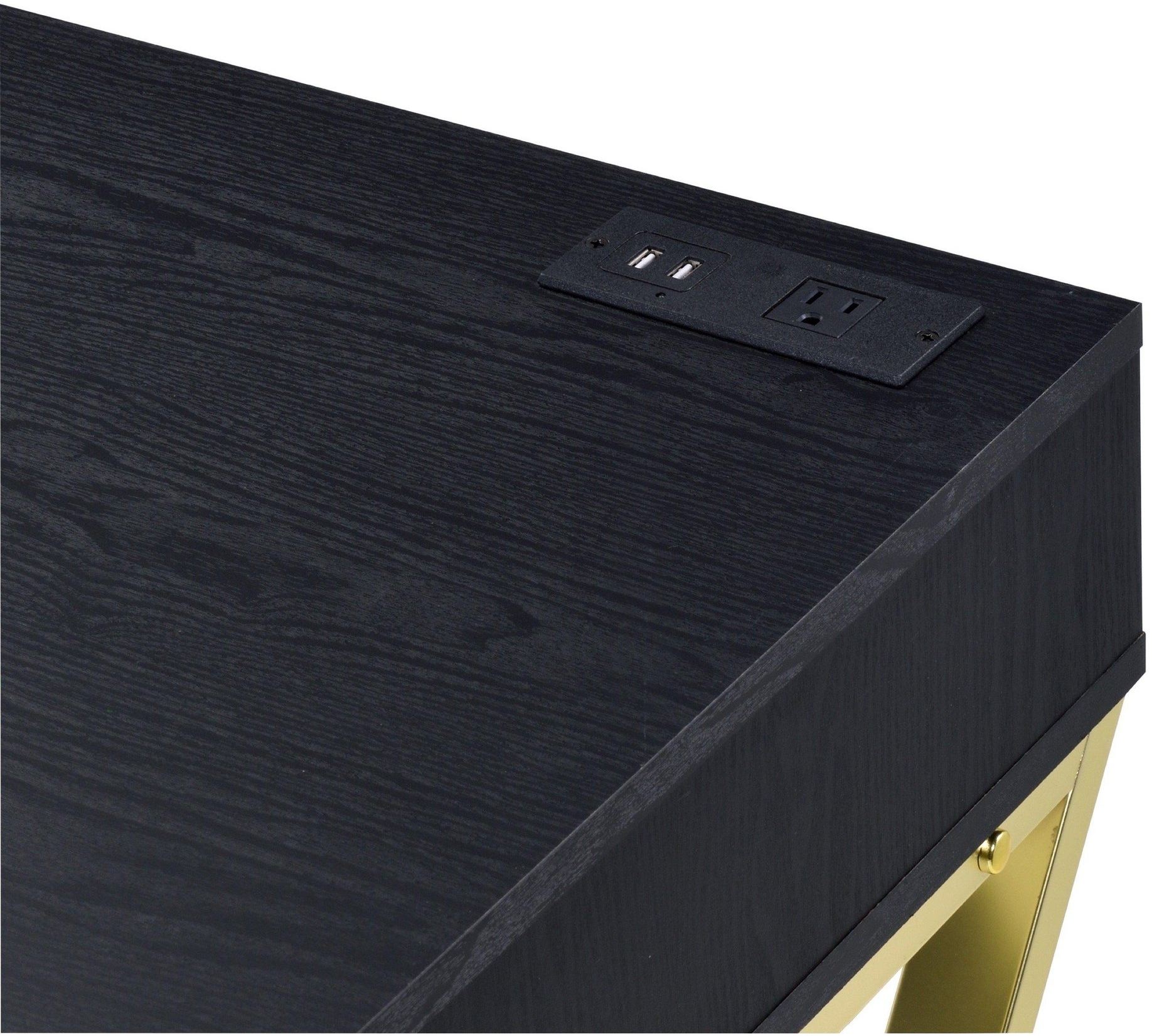 Coleen Wood Veneer/Metal Desk w/ USB port, Composition 1