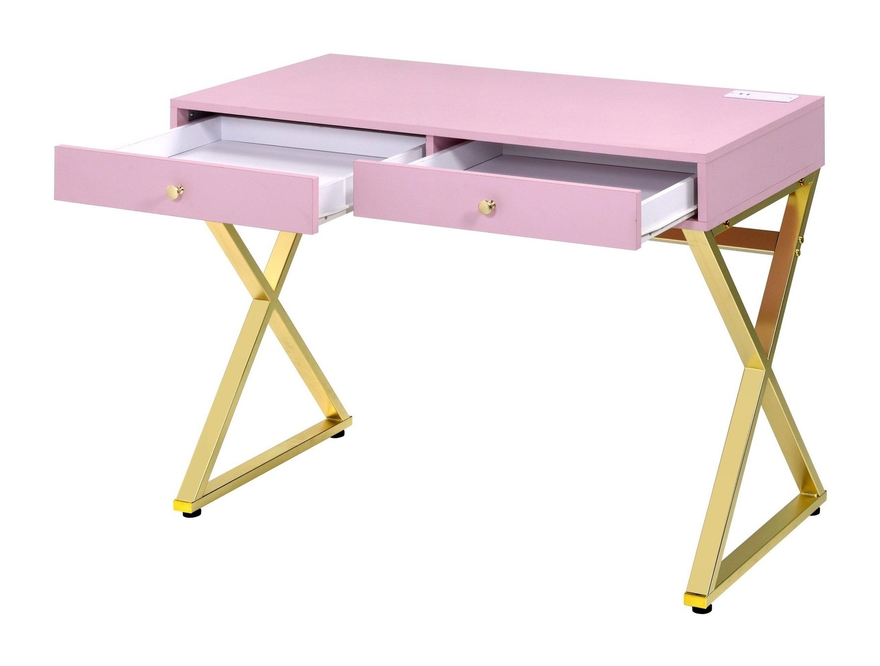 Coleen Wood Veneer/Metal Desk w/ USB port, Composition 1