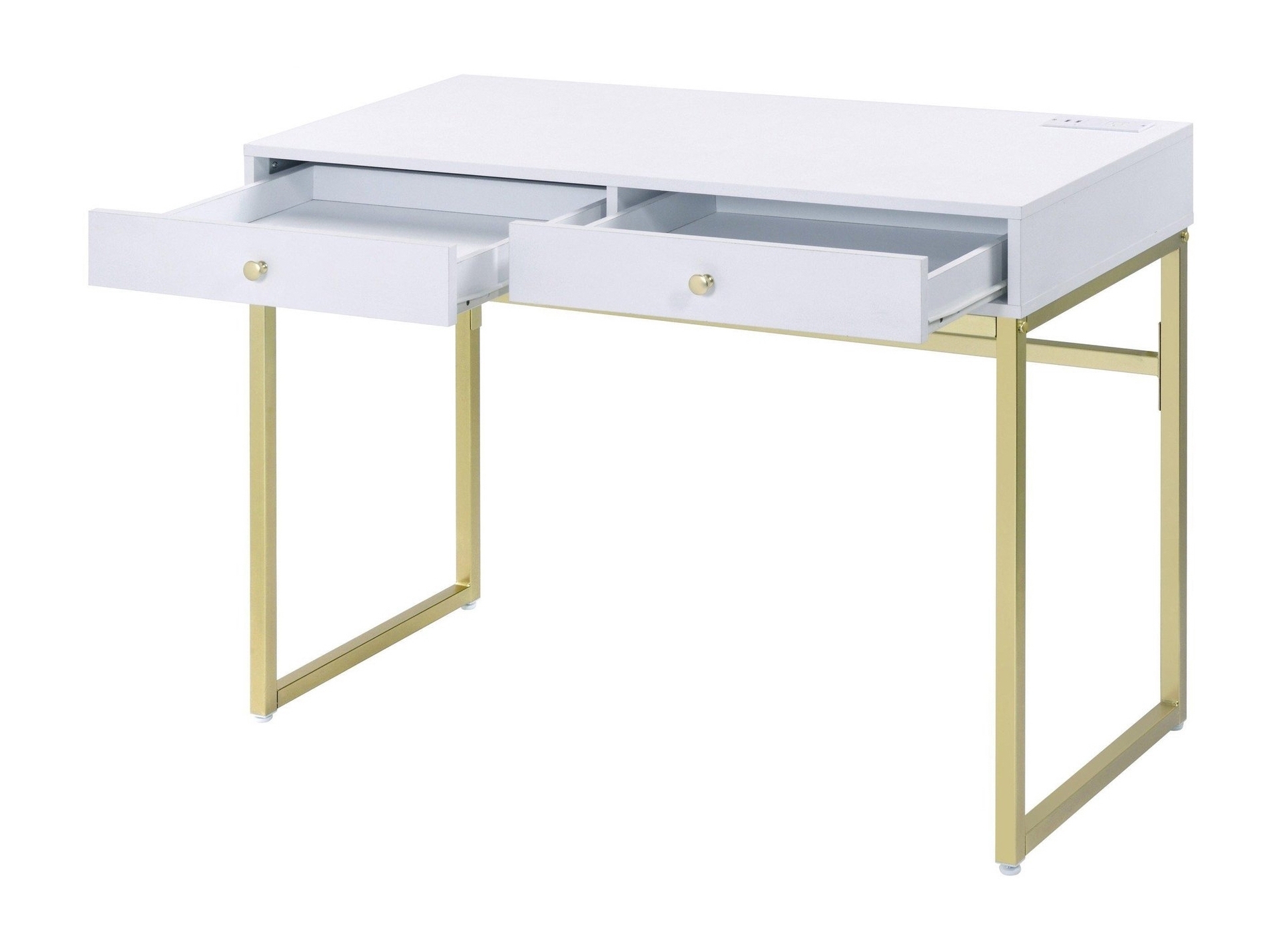 Coleen Wood Veneer/Metal Desk w/ USB Port, Composition 2