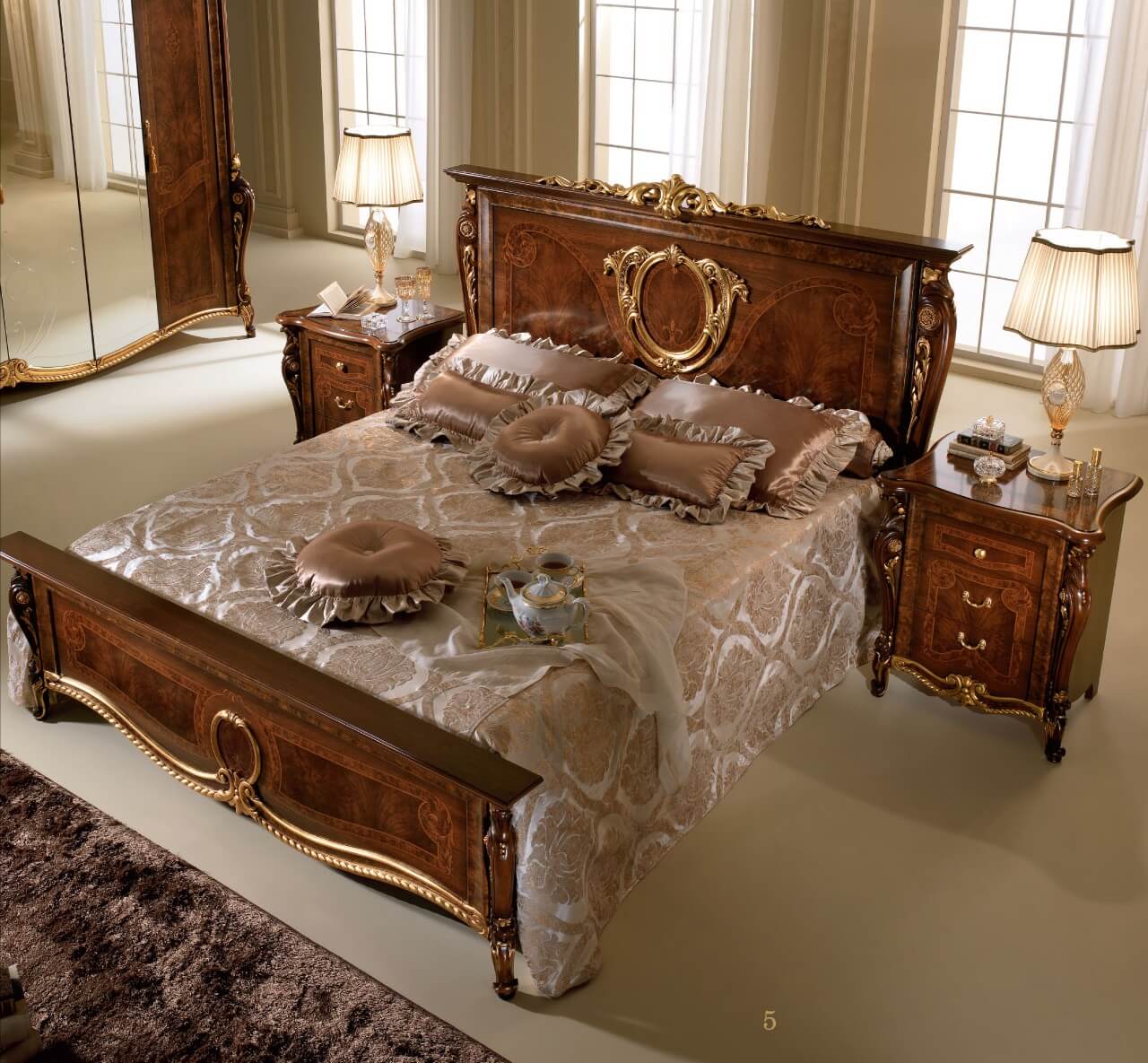 Casa Padrino Luxury Baroque Double Bed Dark Brown 