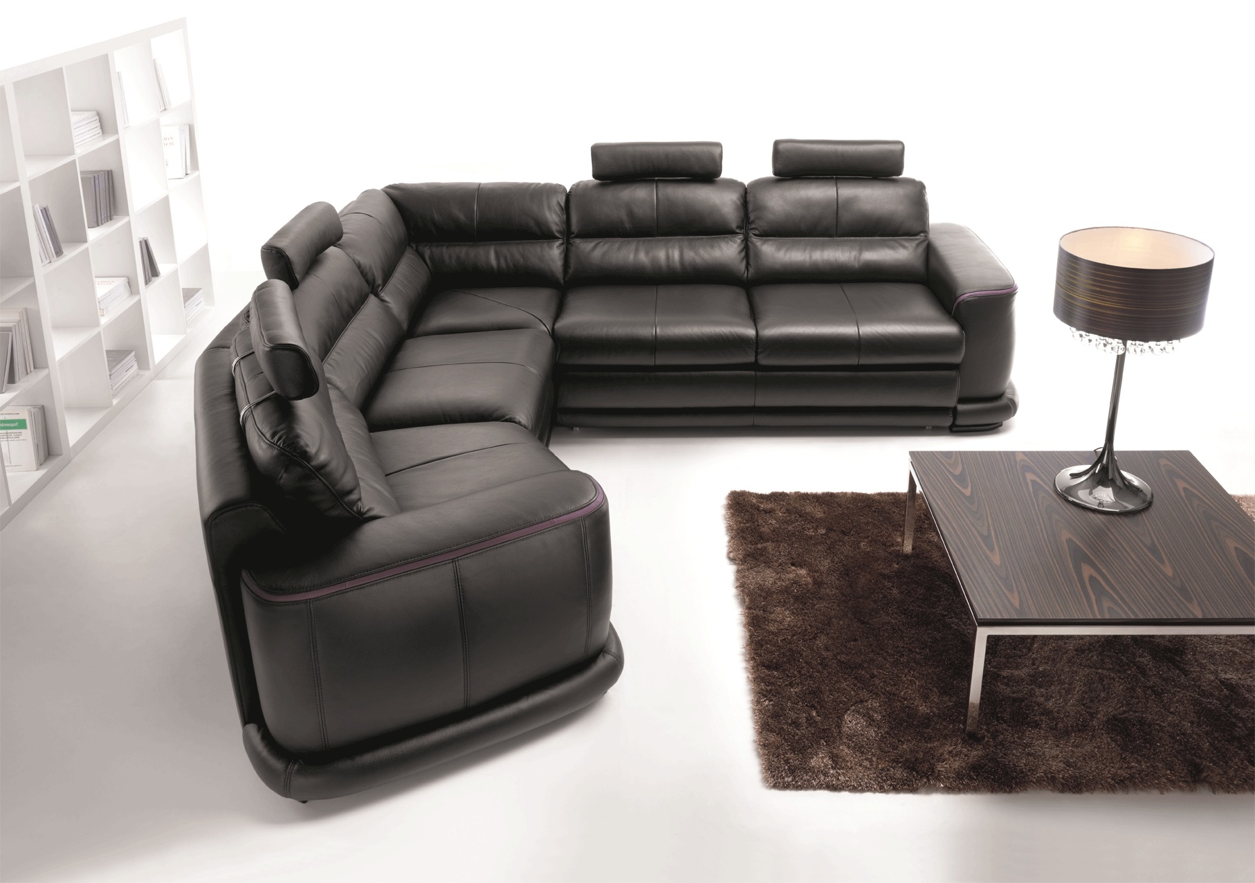 Camino Leather Sectional Sofa w/Bed and Storage, Left Chaise Facing