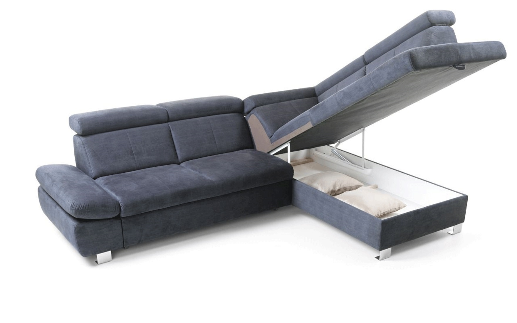 Happy Fabric Sectional Sofa w/Bed and Storage, Right Chaise Facing
