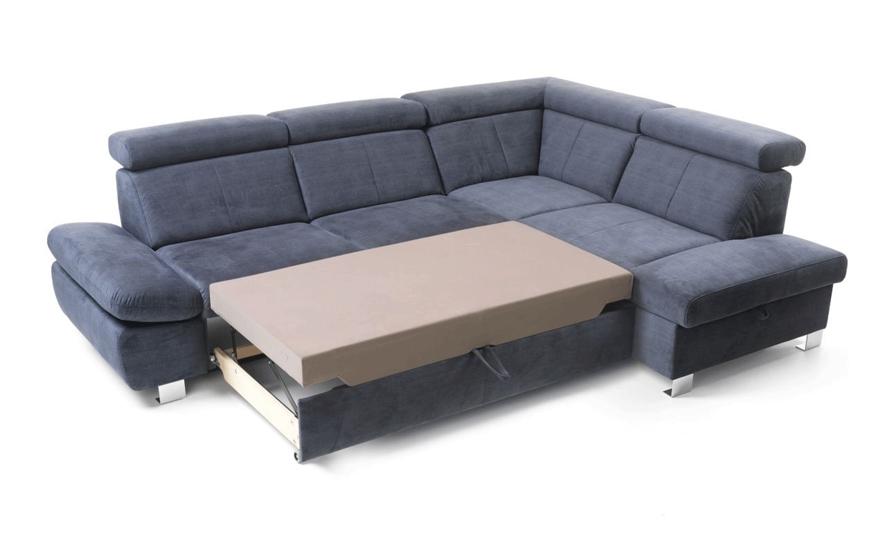 Happy Fabric Sectional Sofa w/Bed and Storage, Right Chaise Facing