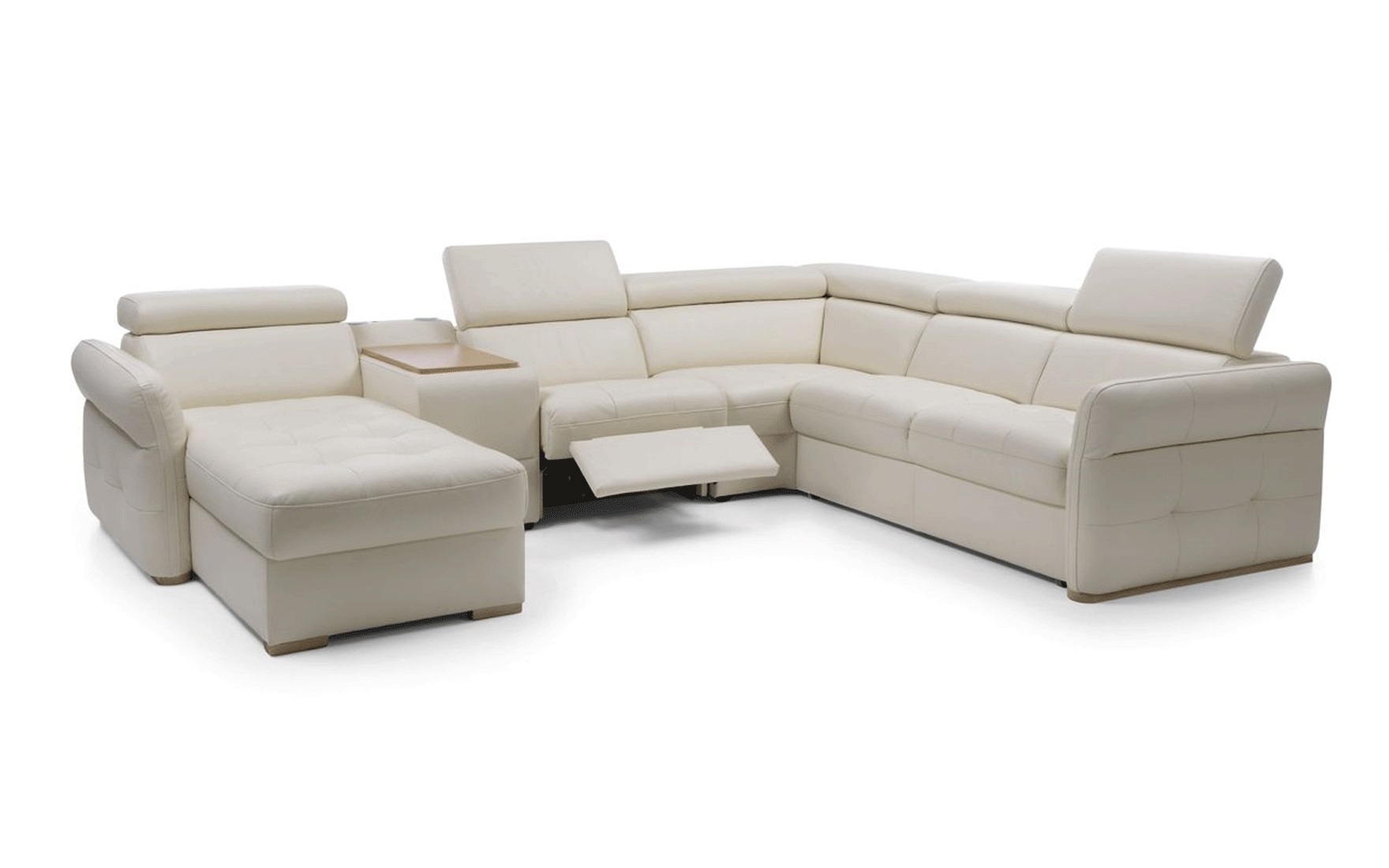 Massimo Leather Sectional Sofa w/Bed and Storage (No Speakers)