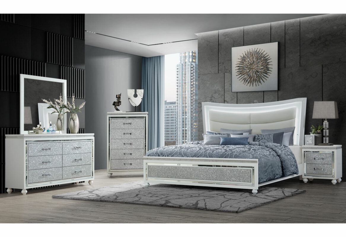 Collete Fabric/Wood Panel Bed, Queen Size