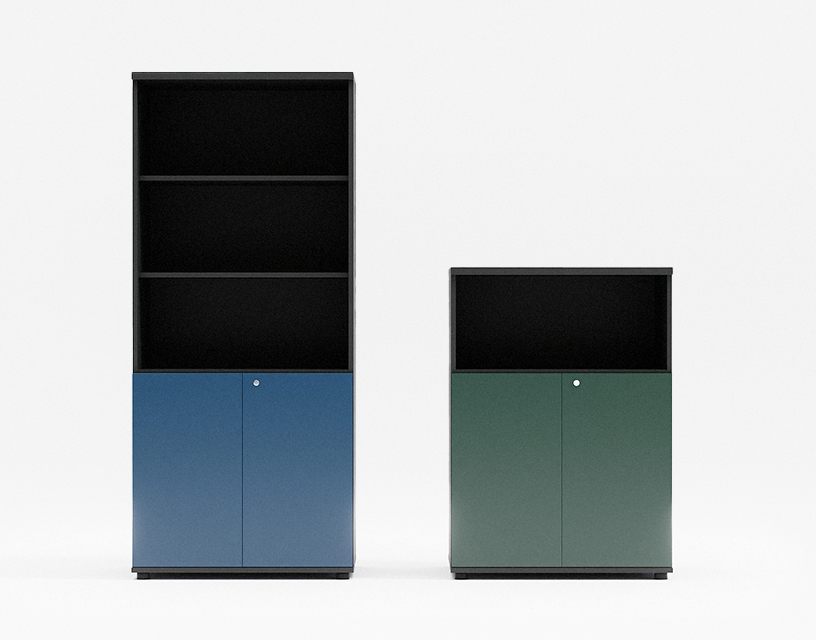 Color Office Half-Bookcase w/Lockable Doors & Open Shelves