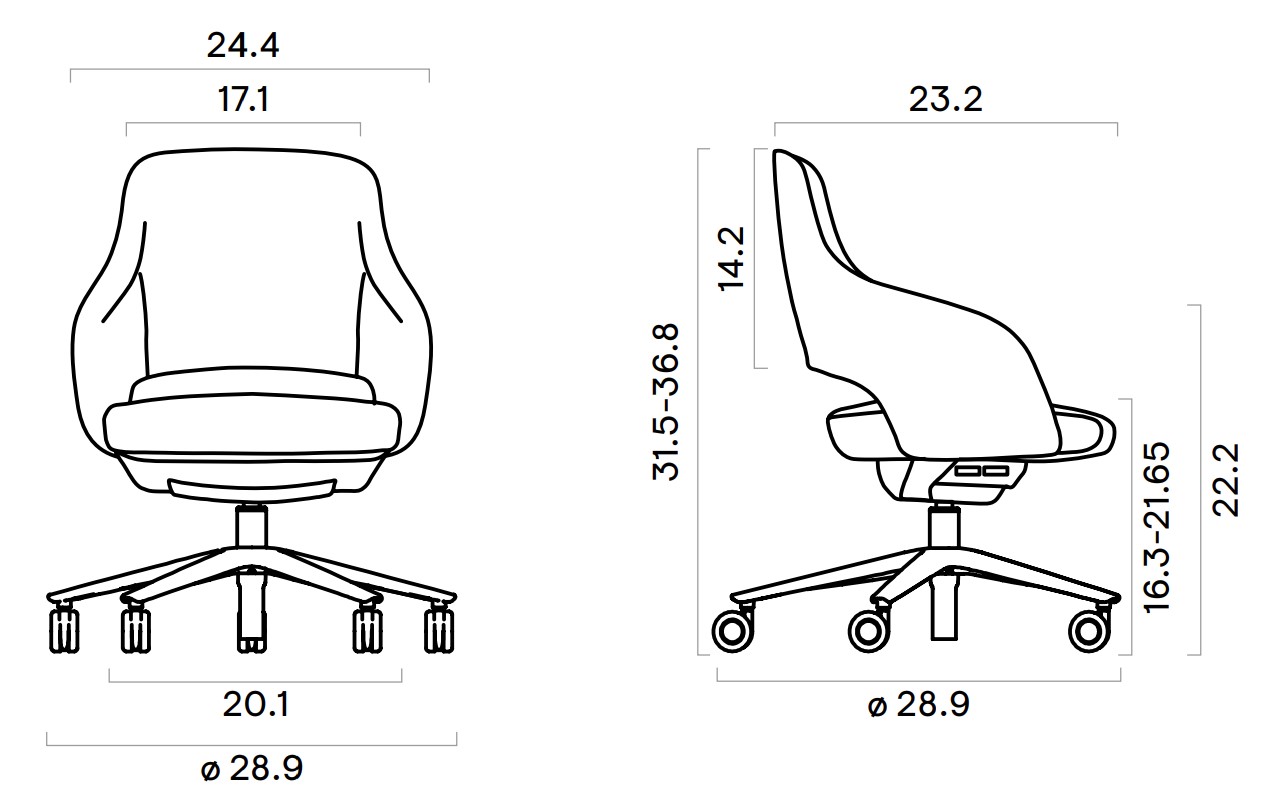 Sandie Swivel Adjustable Visitor Conference Chair w/Weight Sensitive Synchro Mechanism w/3 Locking Positions & 5-Star Base w/Castors