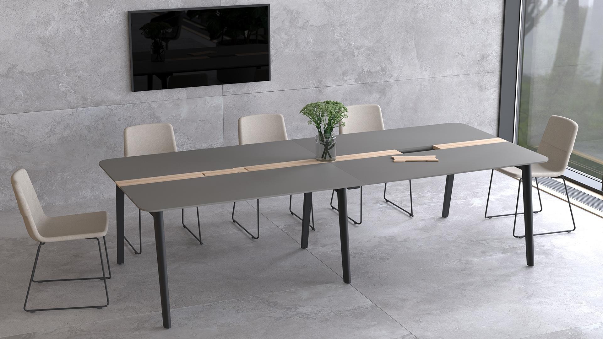 Twist & Sit PU Conference Chair w/Steel Frame & Powder-Coated Wire Steel Base on Glides