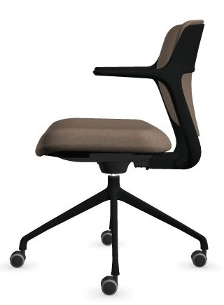 Ofy Office Visitor Swivel Chair w/Non-Adjustable Armrests, Black Frame, Castors