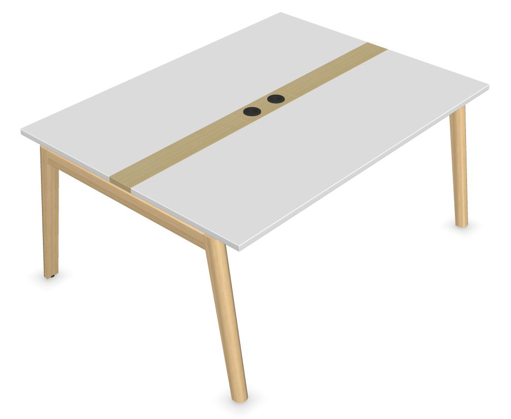 Nova Wood Rectangular Melamine D47.2" 6-Person Office Meeting Table w/2 Power Sockets & Metal Cable Tray