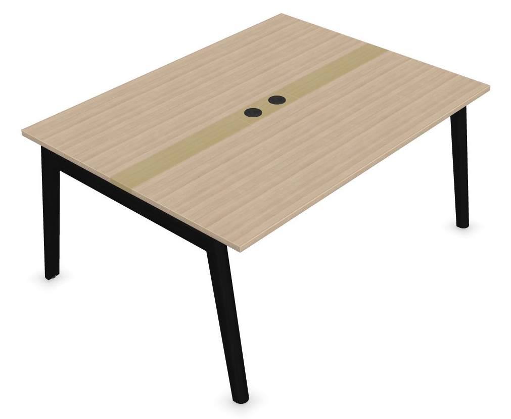 Nova Wood Rectangular Melamine D47.2" 6-Person Office Meeting Table w/2 Power Sockets & Metal Cable Tray