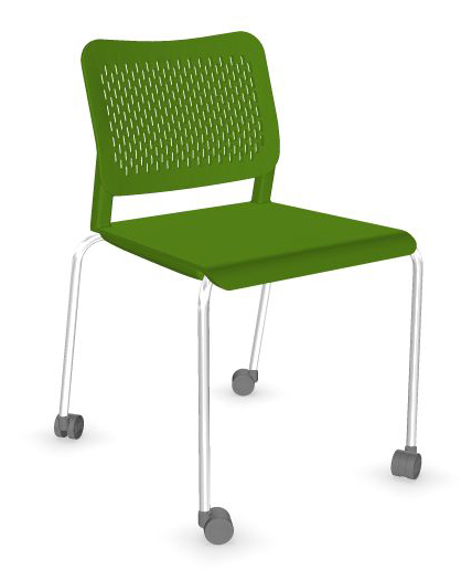 Wait Conference Chair, Chrome-Plated Four-Leg Steel Frame w/Castors