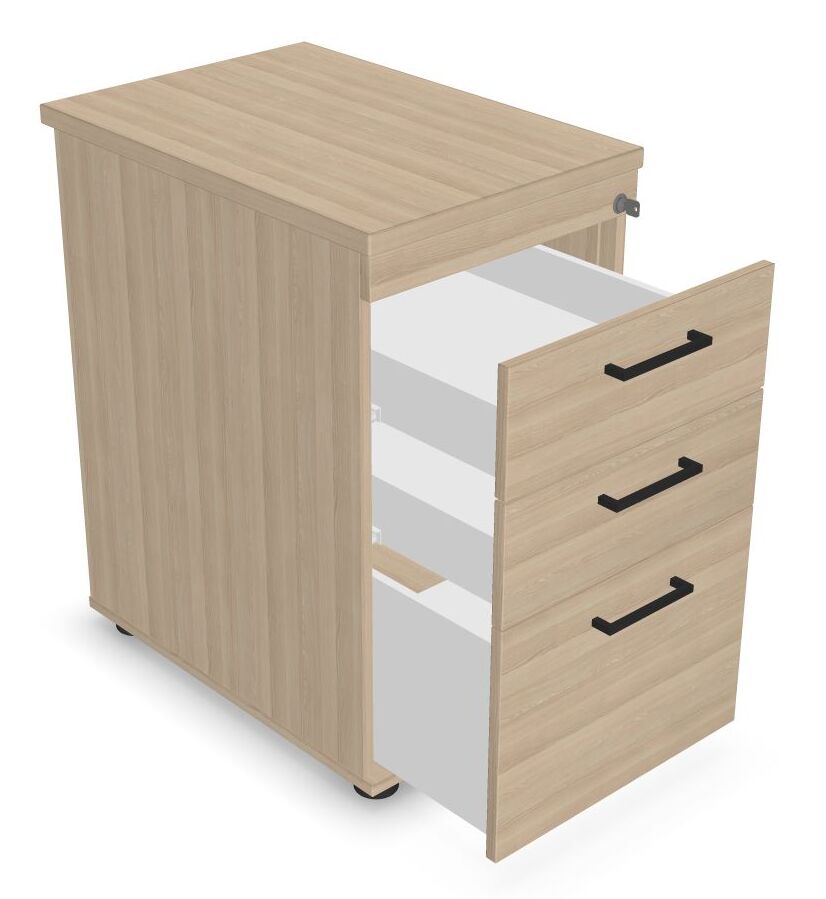 Optima Office D31.5" Lockable High Desk Pedestal w/3 Foil Wrapped Drawers
