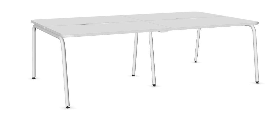 Round D64.6" Melamine Office 4-Desk Bench w/Scallop & Rounded Corners