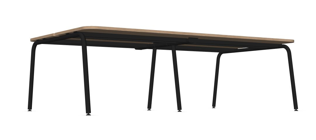 Round D64.6" Melamine Office 4-Desk Bench w/Scallop & Rounded Corners