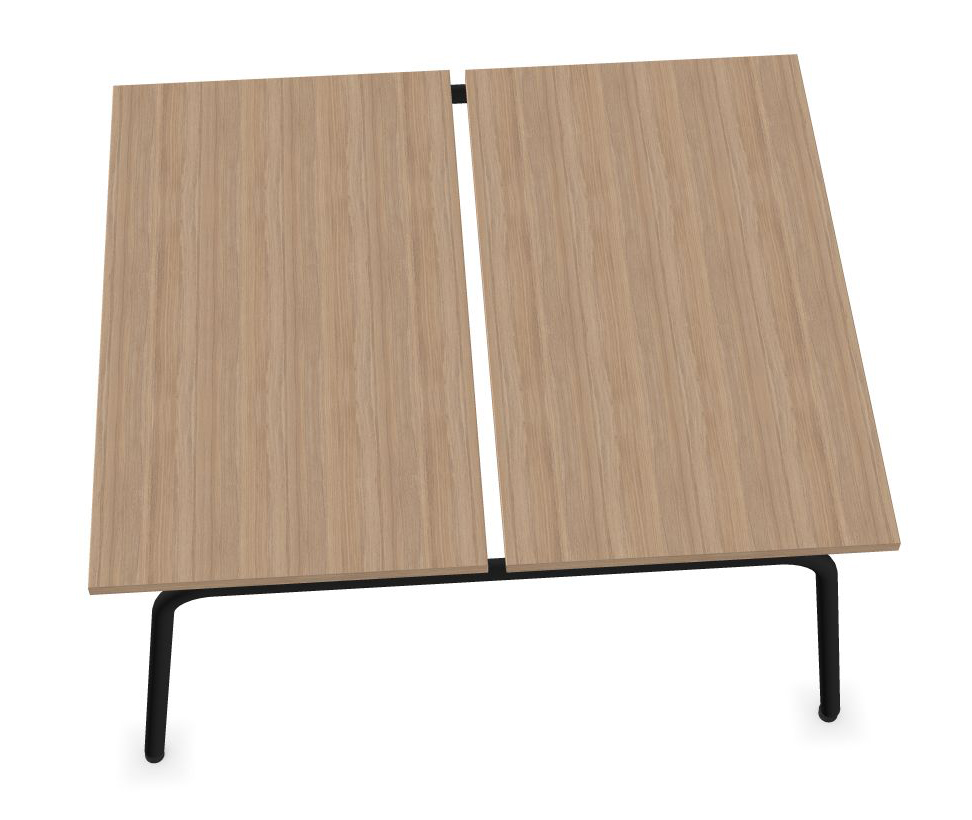Round D64.6" Melamine Office 2-Desk Bench w/Sliding Desktop
