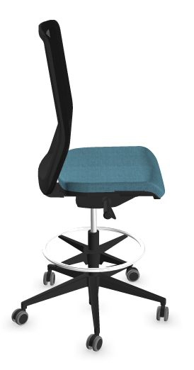 Wind High Mesh Back Armless Fabric Swivel Chair w/Castors & Footring